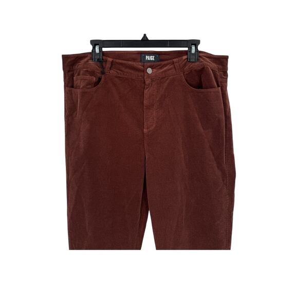 PAIGE Cindy Mid Rise Slim Straight Micro Corduroy Pants brown size 34 - Picture 2 of 5